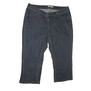 Lee Dark Blue Denim Capris Embroidered Pockets Natural Fit 18W
